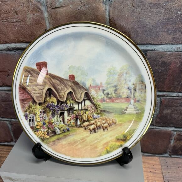 Set of 4 Royal Kent Plates England Bone China English Village Cottage 8” - Picture 5 of 7